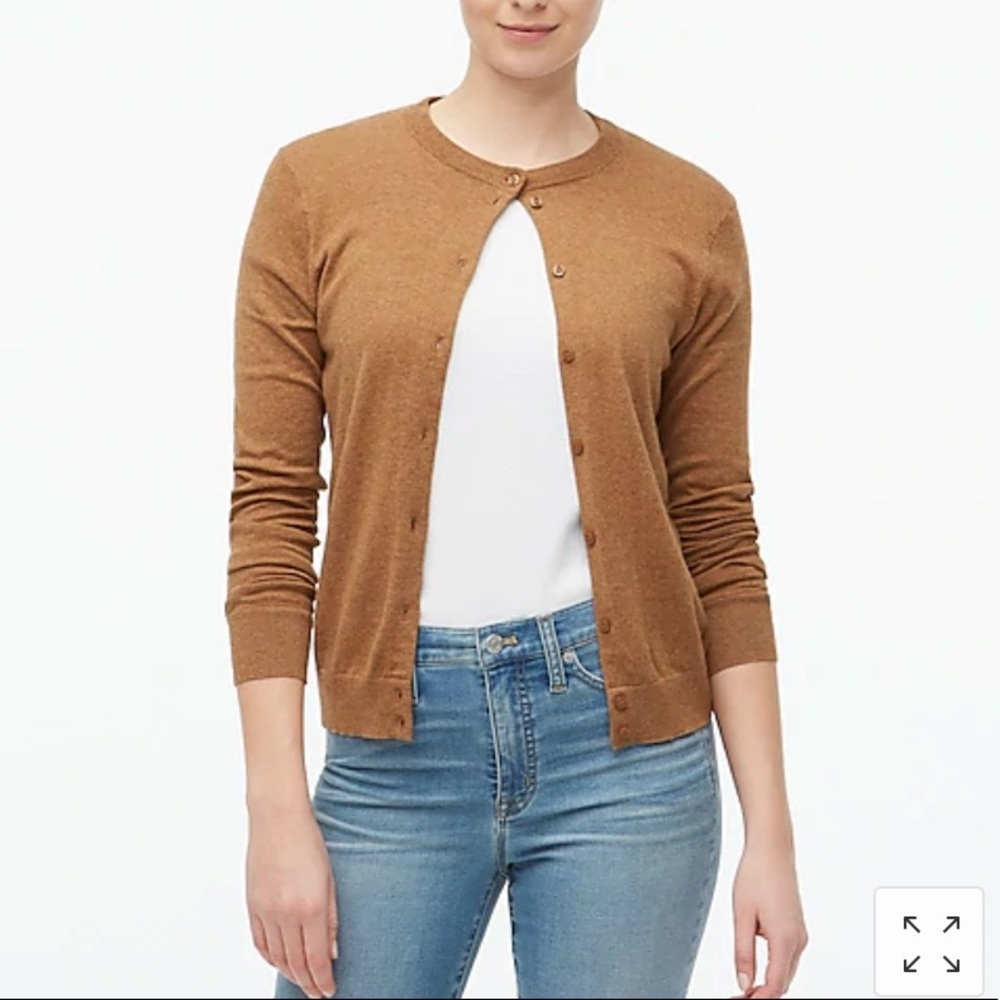 J Crew Classic Cardigan Sweater Tan